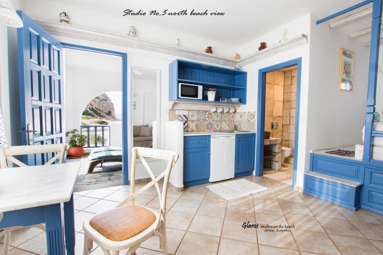 Glaros Luxury Studio On The Beach Appartement Arkasa Buitenkant foto