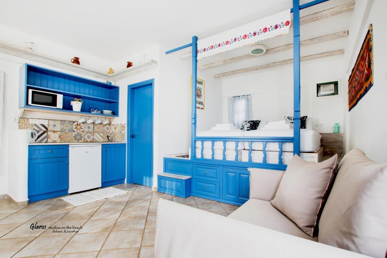 Glaros Luxury Studio On The Beach Appartement Arkasa Buitenkant foto